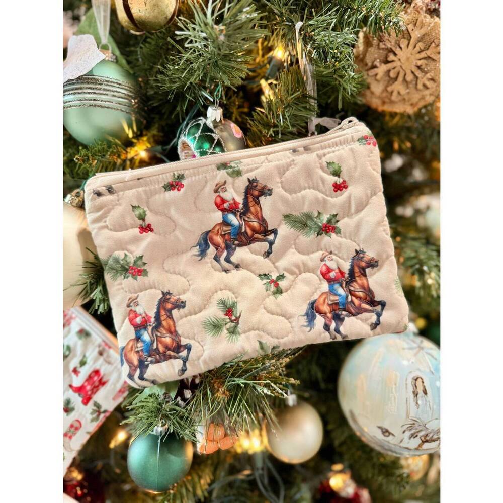 NEW IDA MAE HOME cowboy christmas quilted bag in tan